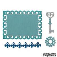 Лезвия Sizzix - Thinlits Die Set 4PK - Border, Label, Medallion &amp; Key, 4 шт. - ScrapUA.com