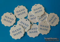 Набор белых тэгов "HandMade", 10 шт.: 55х55мм, цвет надписи на выбор