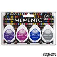 Набор чернил для штампинга Tsukineko - Memento Dew Drops - Rainy Daze, 4 штуки