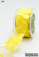 Лента с цветочком - Flowers and Pearl, цвет: желтый, ширина 38,1 мм, 90 см - ScrapUA.com