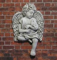 Гипсовое украшение с патинированием  от Е.В.A - Ангел с птичкой, 4,2х6,7см - ScrapUA.com