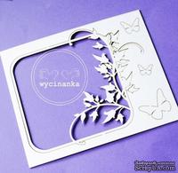 Чипборд от  Wycinanka  - Рамка с завитками и бабочками, 15x12,5 см