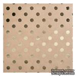 Крафт-картон с золотым тиснением - Горох - Bazzill Foiled Kraft Cardstock - Gold Dots, размер 30х30, 1 лист - ScrapUA.com