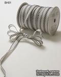 Лента GGRAIN/STITCHED EDGE, цвет WHITE/BLACK, ширина 9,5мм, длина 90см - ScrapUA.com