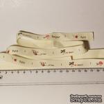 Лента от Thailand - Bee Flower Mushroom Beetle Print Cotton Ribbon Label String Red, 1 метр - ScrapUA.com
