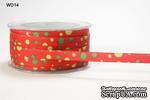 Лента GROSGRAIN/BUBBLE DOT, цвет RED/GREEN/PARROT, ширина 9,5мм, длина 90 см - ScrapUA.com