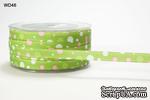 Лента GROSGRAIN/BUBBLE DOT, цвет PARROT GREEN/PINK/WHITE, ширина 9,5мм, длина 90 см - ScrapUA.com