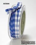 Лента SOLID/CHECK, цвет ROYAL BLUE/WHITE, ширина 9,5мм, длина 90см - ScrapUA.com