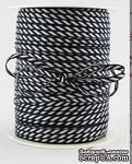 Лента от May Arts - Solid/Diagonal Stripes Black, цвет черный/белый, ширина 3 мм, длина 90 см - ScrapUA.com