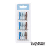 Набор прищепок от American Crafts  - Pebbles Embellishments - New Addition Boy - Mini Clothes Pins, 12 шт. 4 цвета в наборе. - ScrapUA.com