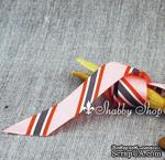Лента American Crafts в розово-коричневую диагональную полоску, ширина 22мм, 90 см - ScrapUA.com