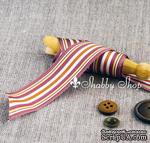 Лента American Crafts в фиолетовую, коричневую, белую полоску, ширина 25,4мм, 90 см - ScrapUA.com