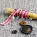 Лента American Crafts в розовую, сиреневую, бежевую полоски, ширина 9,5мм, 90 см - ScrapUA.com