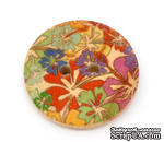 Деревянная пуговица Multicolor Flower  B10663, диаметр 23 мм, 1 шт. - ScrapUA.com