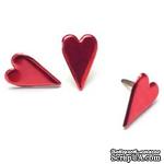 Набор брадсов Creative Impressions - Metallic Red Hearts CI90331, красный металлик, 50 штук - ScrapUA.com