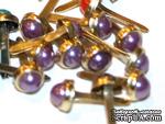 Набор брадсов Eyelet Outlet - Pearl Brads Purple/Gold, цвет фиолетовый, 5 мм, 10 штук - ScrapUA.com