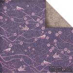 Лист двусторонней скрапбумаги Fabscraps - High Tea Double-Sided Paper - Garden Party/Pink Birds &amp; Purple, 30х30 см - ScrapUA.com