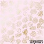 Лист односторонней бумаги с фольгированием Golden Tropical Leaves Light pink,ТМ Фабрика Декора - ScrapUA.com