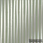 Лист односторонней бумаги с фольгированием Silver Stripes Olive 30,5х30,5 см, ТМ Фабрика Декора - ScrapUA.com