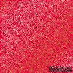 Аркуш одностороннього паперу з фольгуванням, дизайн Golden Poinsettia Poppy red, 30,5см х 30,5см, ТМ Фабрика Декору - ScrapUA.com