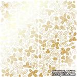 Аркуш одностороннього паперу з фольгуванням, дизайн Golden Winterberries White, 30,5см х 30,5см, ТМ Фабрика Декору - ScrapUA.com