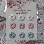 Декоративные вязаные колечки - в наборе от Allmacraft, белый, розовый, голубой, 9 шт. - ScrapUA.com