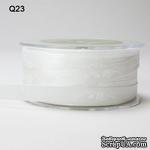 Лента с вышитым цветочным узором,  ширина 9,5мм,  цвет белый, 90см - ScrapUA.com
