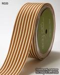 Лента Grain and Ivory stripes, цвет коричневый/бежевый, ширина 3,8 см, длина 90 см - ScrapUA.com