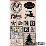 Набор резиновых штампов Hampton Art - Peace on Earth, на деревянном блоке, 10 штук - ScrapUA.com