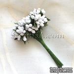 Веточки с маленькаими ягодками, цвет белый, 1 пучок из 12 штук - ScrapUA.com