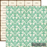 Лист двусторонней скрапбумаги от Echo Park Paper This and That Teal Damask - ScrapUA.com