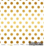 Лист односторонней бумаги с золотым тиснением от Scrapmir - &quot;Golden Dots White&quot; из коллекции Every Day, 30x30 см - ScrapUA.com
