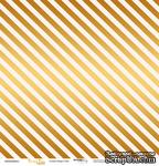 Лист односторонней бумаги с золотым тиснением от Scrapmir - &quot;Golden Stripes Pink&quot; из коллекции Every Day, 30x30 см - ScrapUA.com