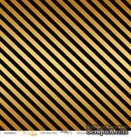 Лист односторонней бумаги с золотым тиснением от Scrapmir - &quot;Golden Stripes Black&quot; из коллекции Every Day, 30x30 см - ScrapUA.com